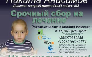 Анисимов никита, 3 года, г. днепродзержинск, острая промиелоцитарная лейкемия, гипогранулярный вариант.